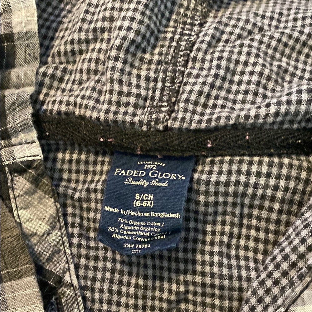Faded Glory Black and Gray Casual Button Down Shirt
